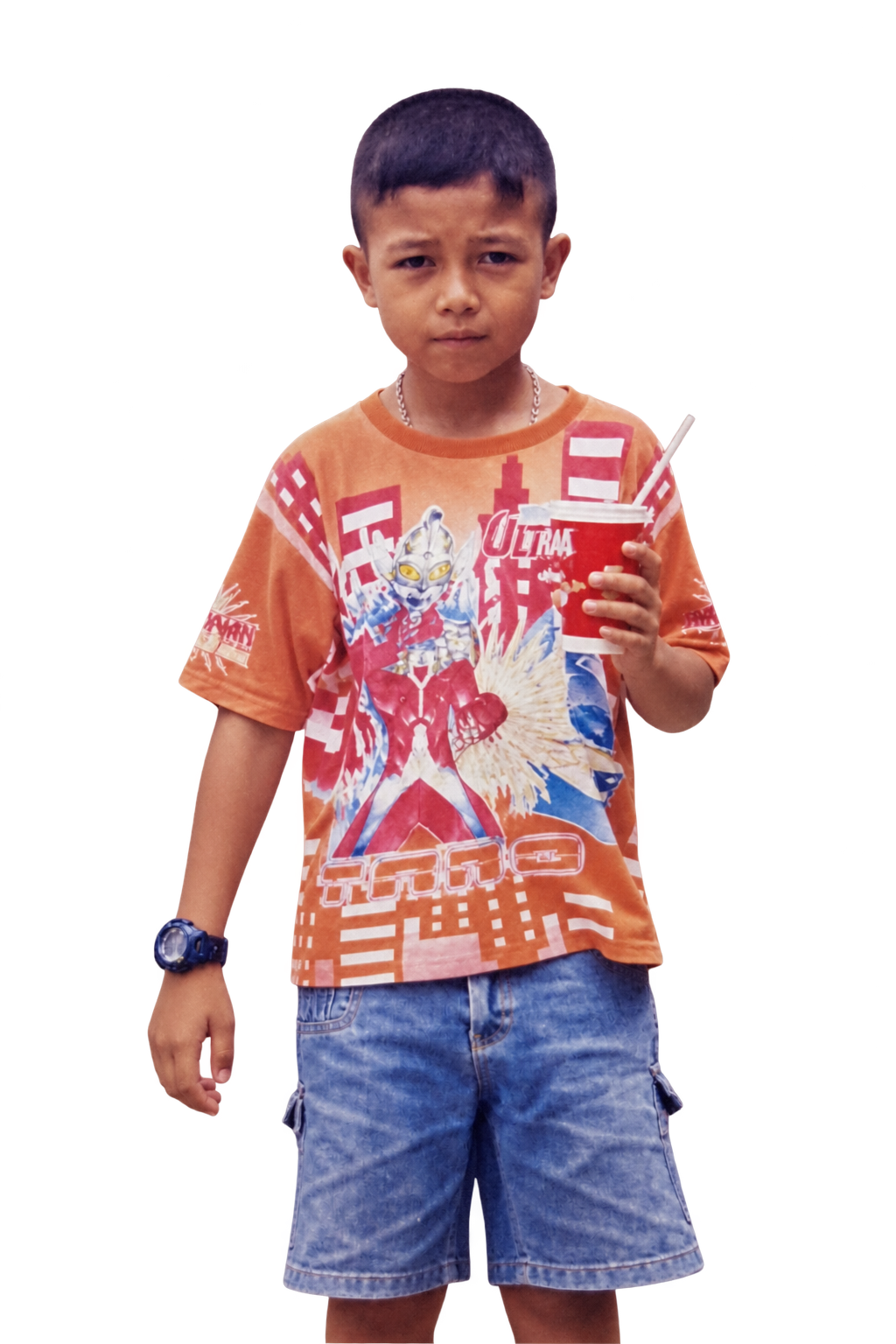 ภาพวัยเด็ก สวมเสื้อสีส้ม